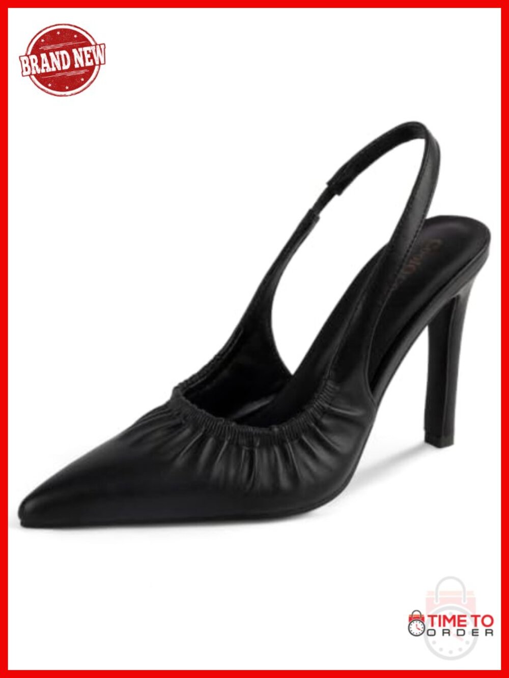 4" Stiletto Slingback Pumps Pointed Toe Closed Toe Faux Leather
